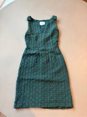 Tabitha Teal Textured V-Neck Midi Sheath Dress